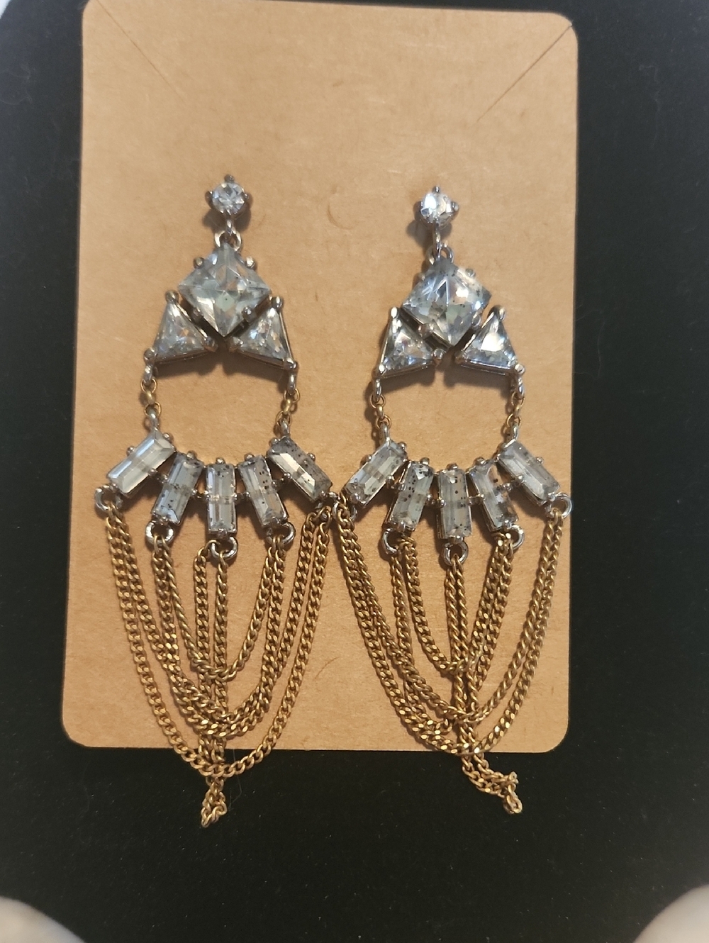 Gold-Tone Crystal Drop Chandelier Earrings - Clear Crystal - Cleopatra Vibe